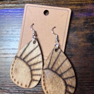 Hand woodburned earrings